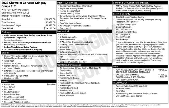 2023 Chevrolet Corvette Stingray 2LT