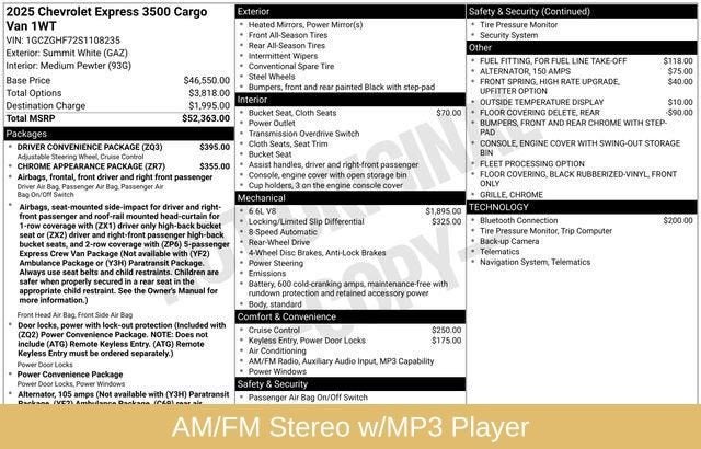 2025 Chevrolet Express Cargo 3500 WT