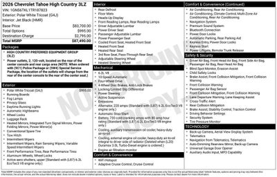 2026 Chevrolet Tahoe High Country