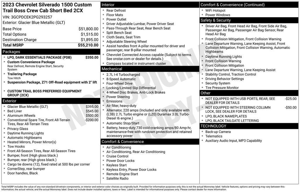 2023 Chevrolet Silverado 1500 Custom Trail Boss