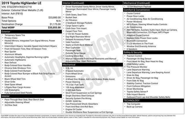 2019 Toyota Highlander LE