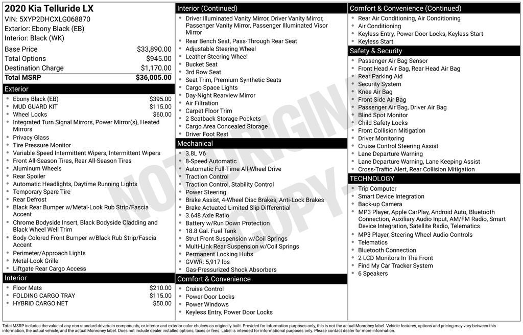 2020 Kia Telluride LX