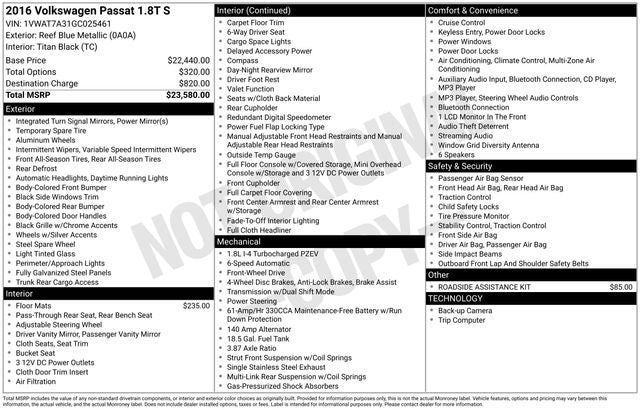 2016 Volkswagen Passat 1.8T S