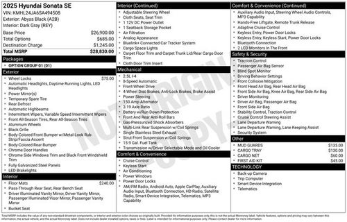 2025 Hyundai Sonata SE