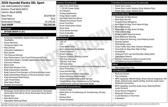 2026 Hyundai Elantra SEL Sport