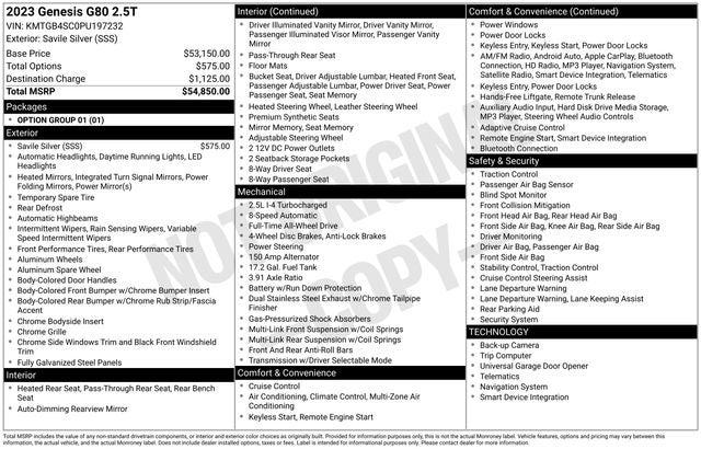 2023 Genesis G80 2.5T