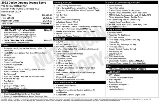 2022 Dodge Durango Orange Sport