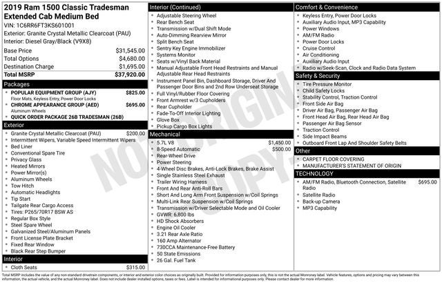 2019 RAM 1500 Classic Tradesman Quad Cab 4x2 6'4' Box