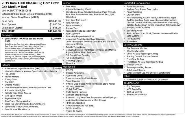 2019 RAM 1500 Classic Big Horn Crew Cab 4x4 6'4' Box