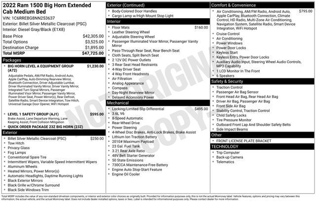 2022 RAM 1500 Big Horn Quad Cab 4x2 6'4' Box