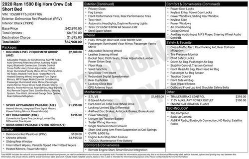 2020 RAM 1500 Big Horn Crew Cab 4x4 5'7' Box