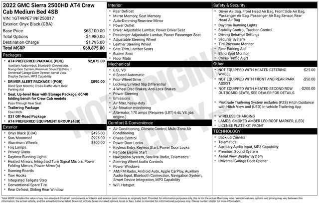 2022 GMC Sierra 2500HD 4WD Crew Cab Standard Bed AT4