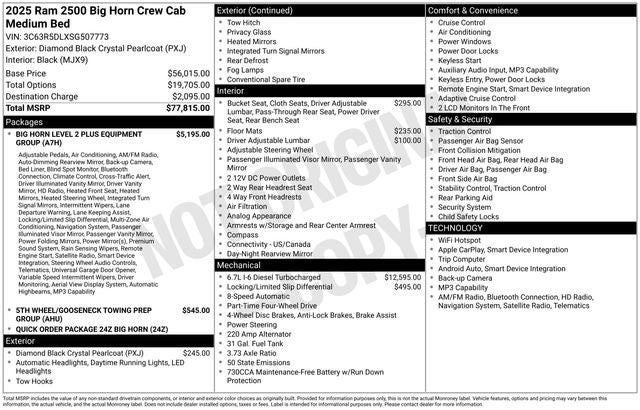 2025 RAM 2500 Big Horn Crew Cab 4x4 6'4' Box