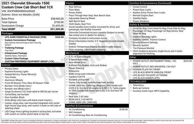 2021 Chevrolet Silverado 1500 2WD Crew Cab Short Bed Custom