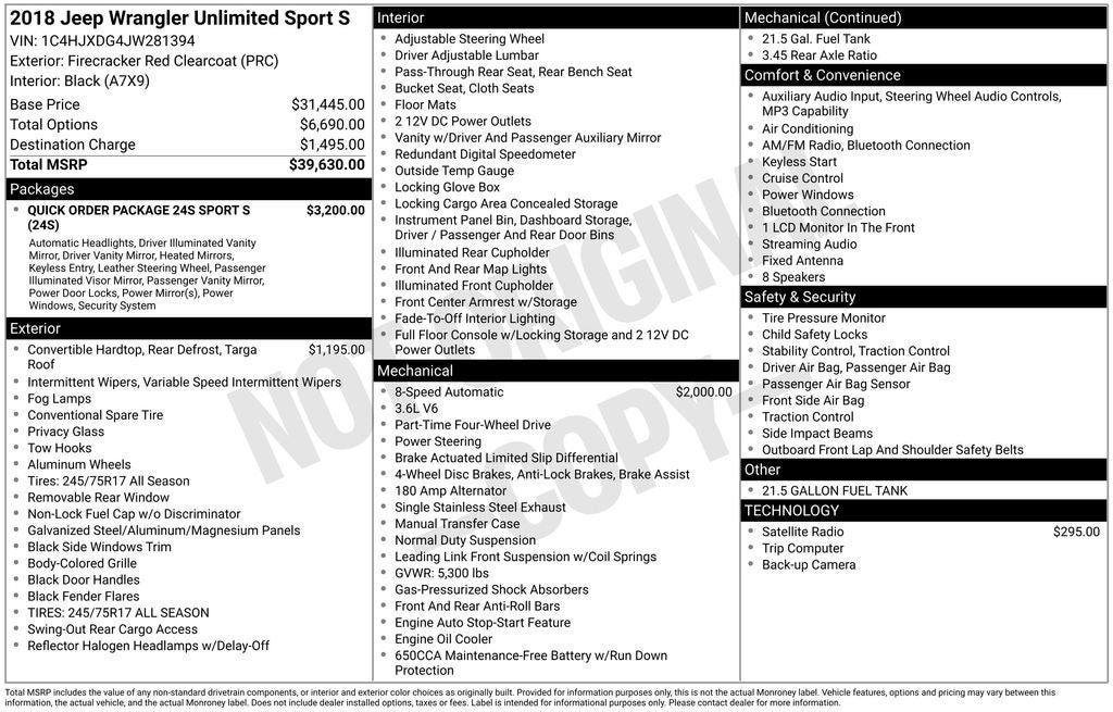 2018 Jeep Wrangler Unlimited Sport S