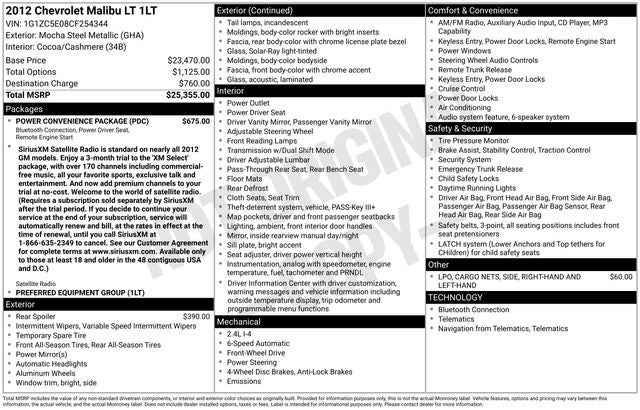 2012 Chevrolet Malibu LT 1LT