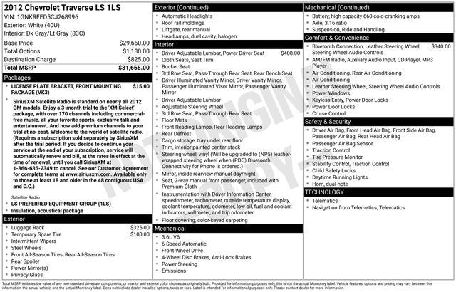 2012 Chevrolet Traverse LS