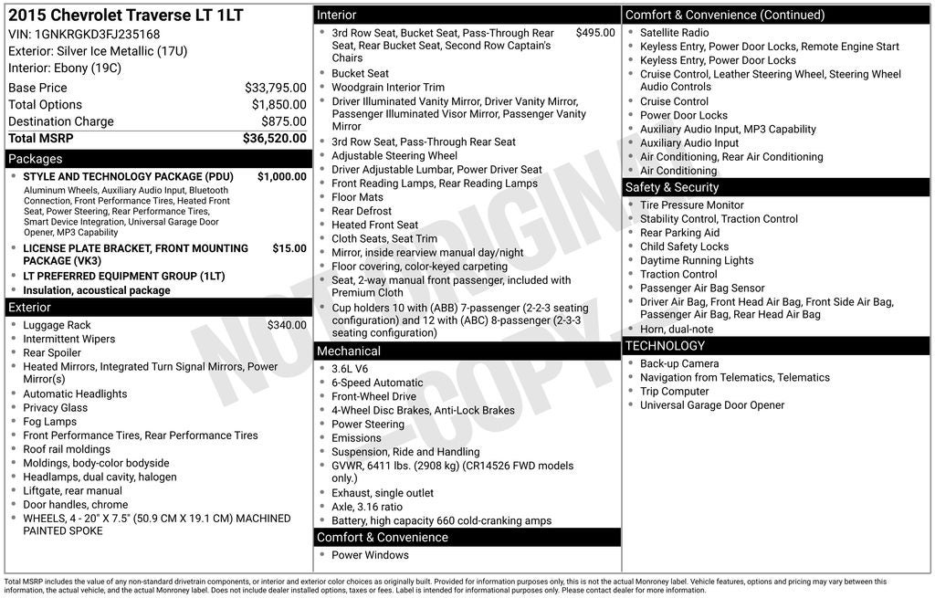 2015 Chevrolet Traverse LT 1LT