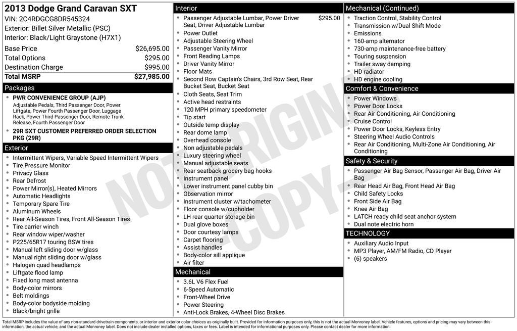 2013 Dodge Grand Caravan SXT