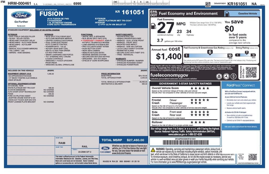 2019 Ford Fusion SE