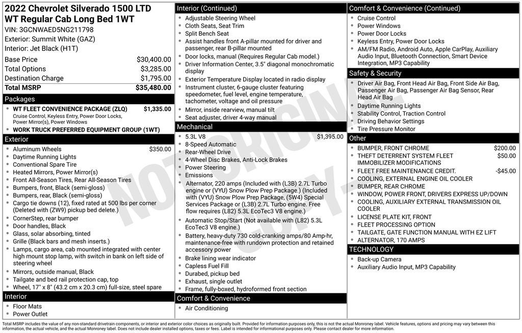 2022 Chevrolet Silverado 1500 LTD Work Truck