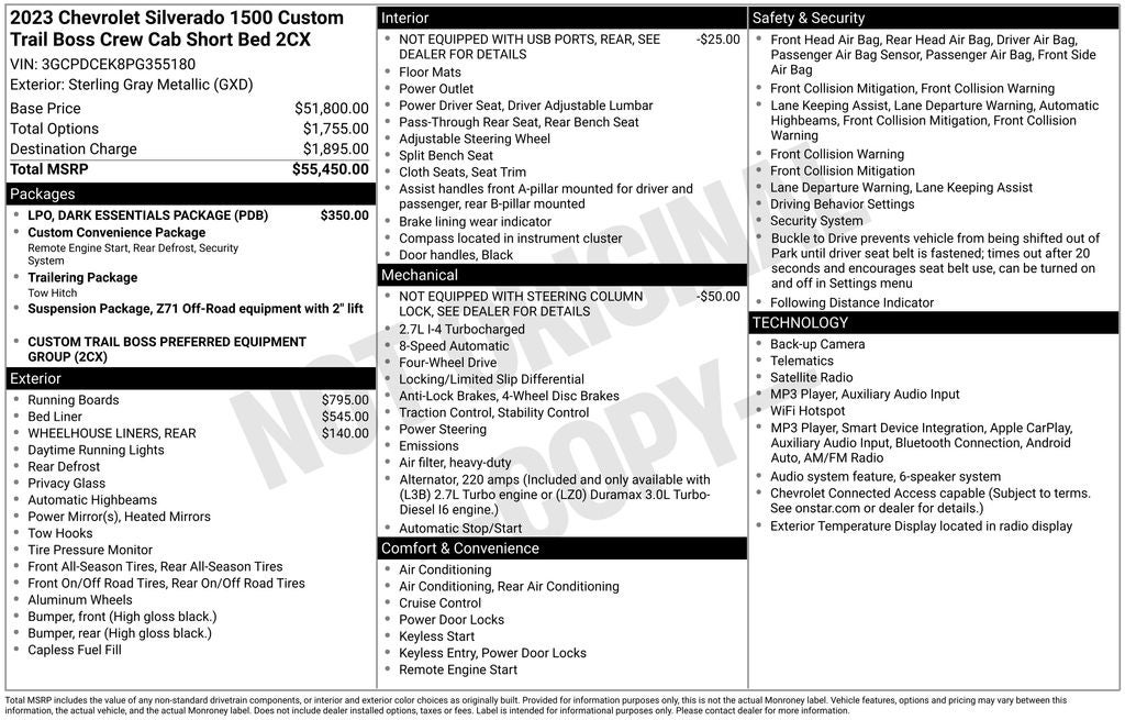 2023 Chevrolet Silverado 1500 Custom Trail Boss