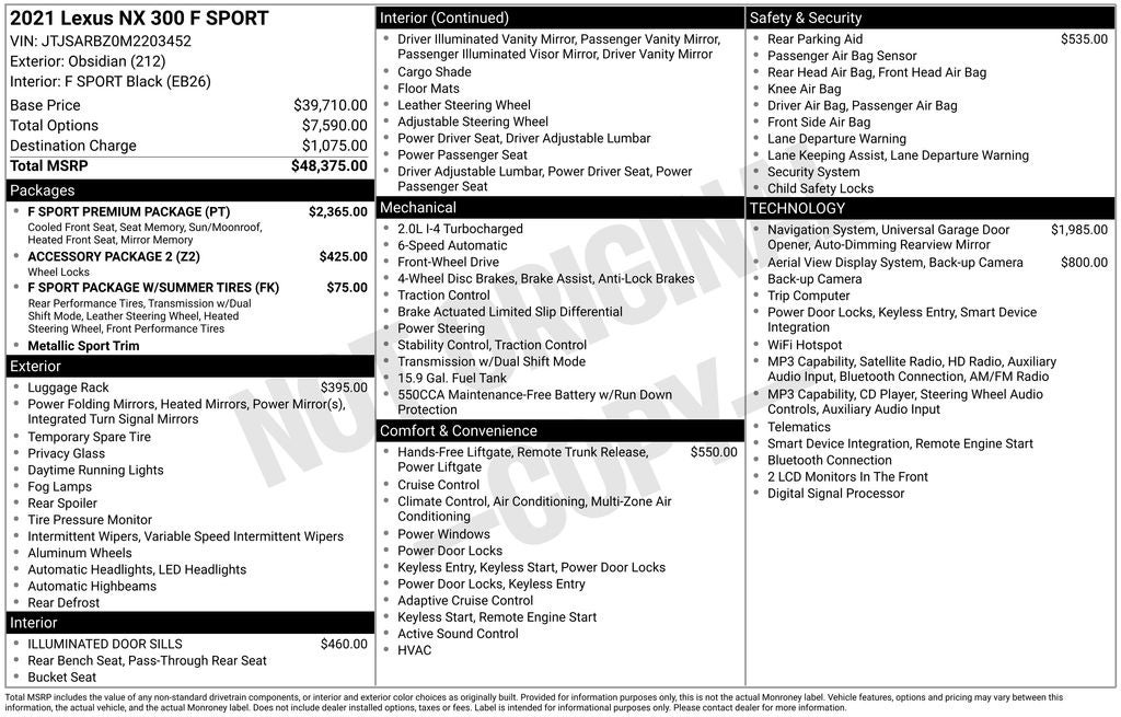 2021 Lexus NX 300 F Sport