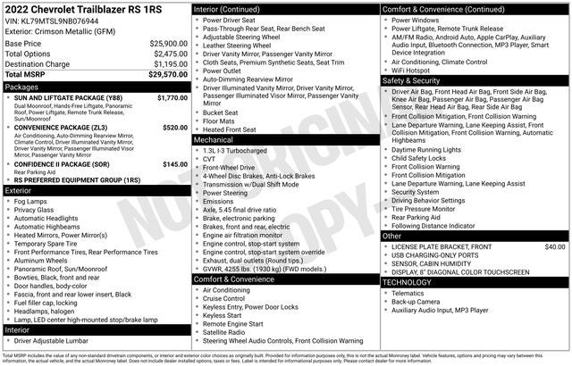 2022 Chevrolet TrailBlazer RS