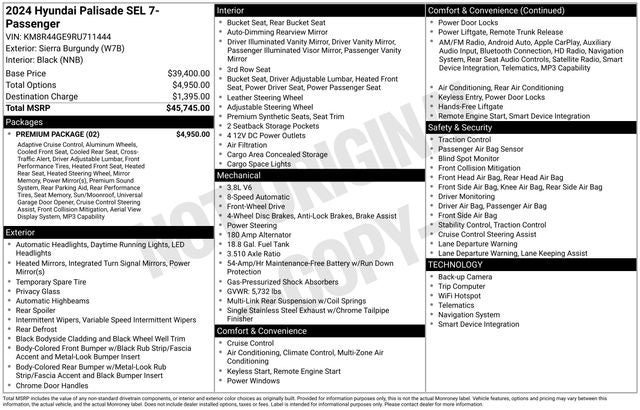 2024 Hyundai Palisade SEL 7 Passenger