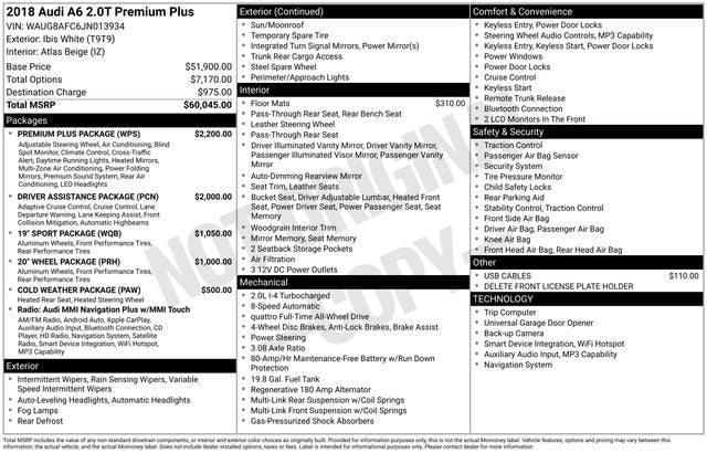 2018 Audi A6 2.0T Premium Plus quattro