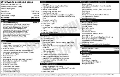 2016 Hyundai Genesis 3.8