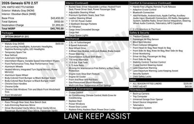 2026 Genesis G70 2.5T