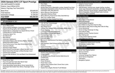 2026 Genesis G70 3.3T Sport Prestige