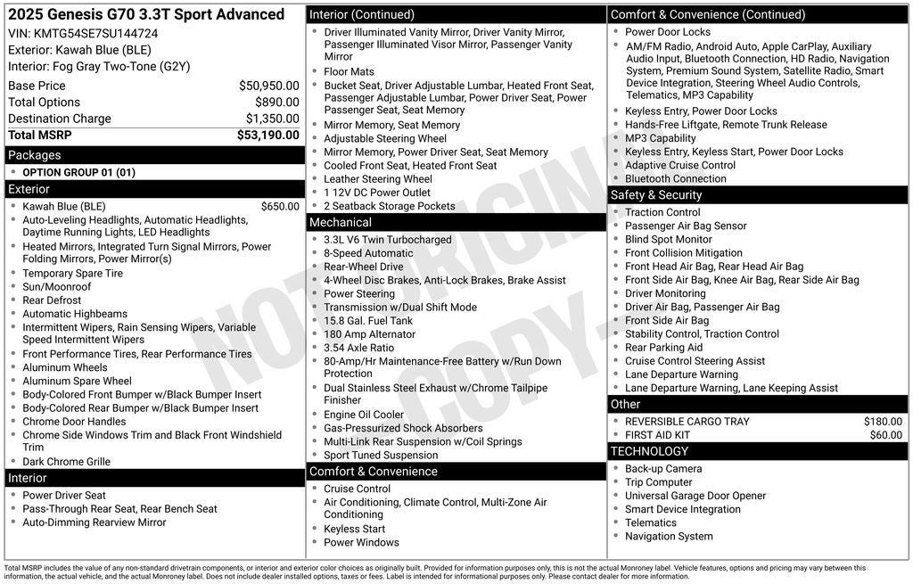 2025 Genesis G70 3.3T Sport Advanced