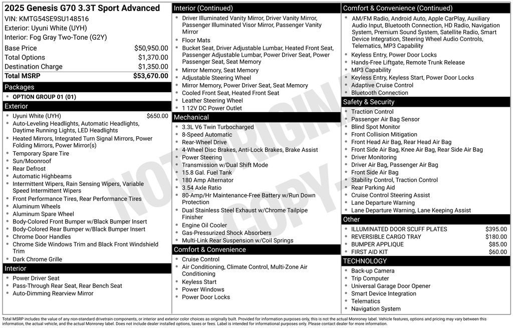 2025 Genesis G70 3.3T Sport Advanced