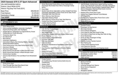 2025 Genesis G70 3.3T Sport Advanced