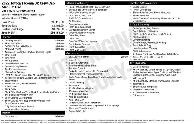 2022 Toyota Tacoma SR V6