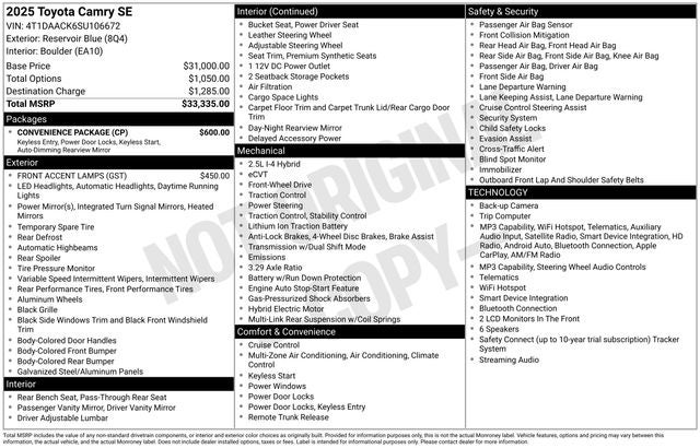 2025 Toyota Camry SE