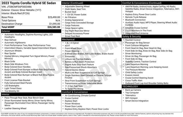 2023 Toyota Corolla Hybrid SE