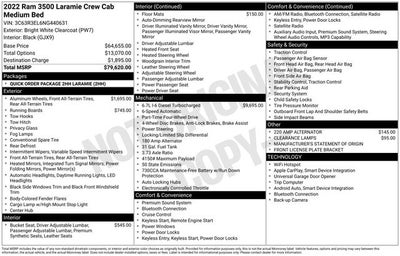 2022 RAM 3500 Laramie 20" Wheels Leather-Trimmed Seats